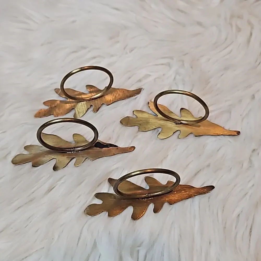 Bronze Metal Leaf Napkin Ring Set of 4